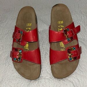 Tatami BIRKENSTOCK Rhinestone Leather Suede Cork Sandals NWOT